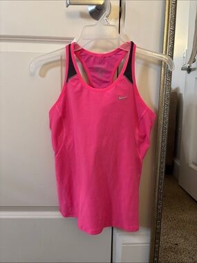 Nike Women’s Hot Pink Racerback Athletic Tank with Black Trim